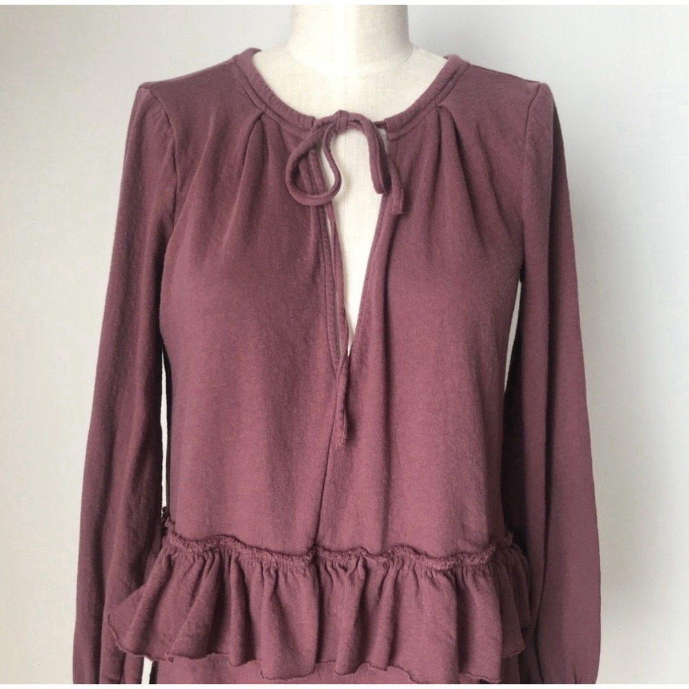 Free People Sz Sm Midsummer Night Long Sleeve Ruffle‎ Mini Dress Party RARE - Picture 5 of 9